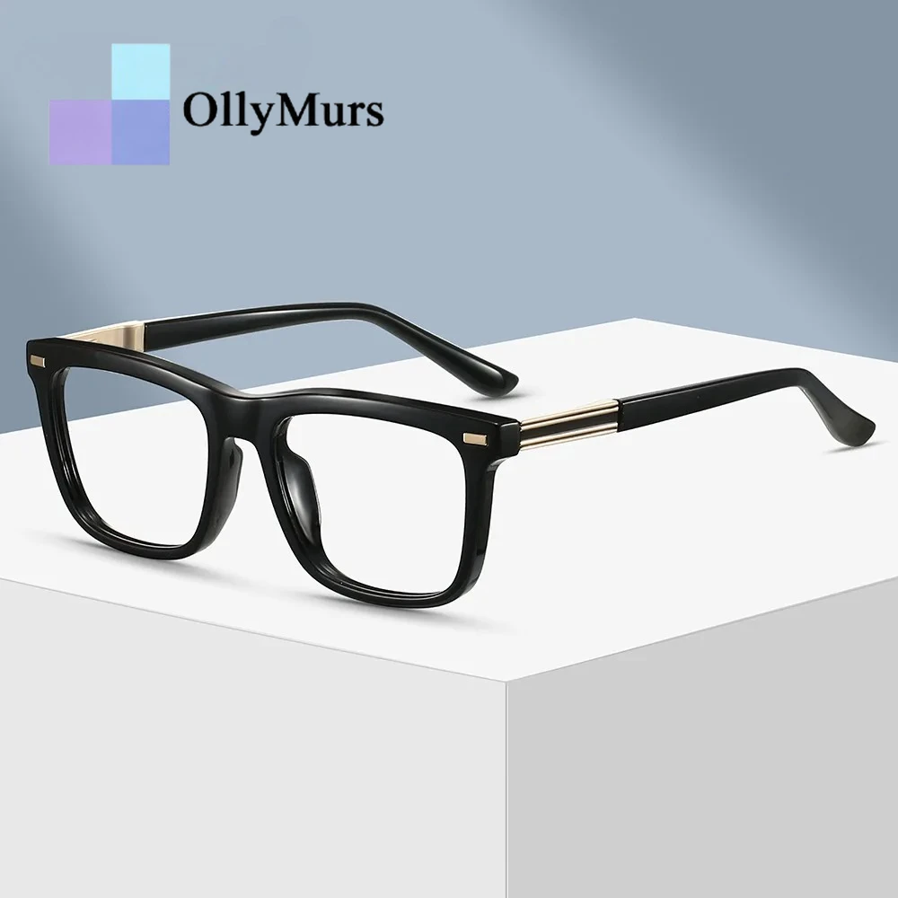 Фото Новые простые мужские очки для чтения OLLYMURS с защитой от синего света, с возможностью индивидуальной настройки, геометрический квадратный дизайн №1