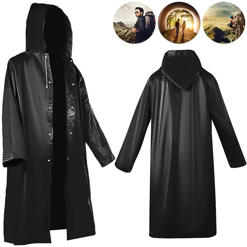 

Reusable Women Men Rain Coat Waterproof Jacket Poncho Cloak Hood Hoodie Suit Black Raincoat For Tourism Fishing Cycling Hiking