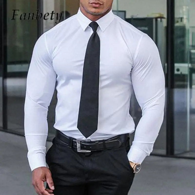 

2023 Autumn Men's Business Shirt Simple Long-sleeved Button Cardigan Tops Office Lapel Collar Slim Fit Formal Male Shirt Quality