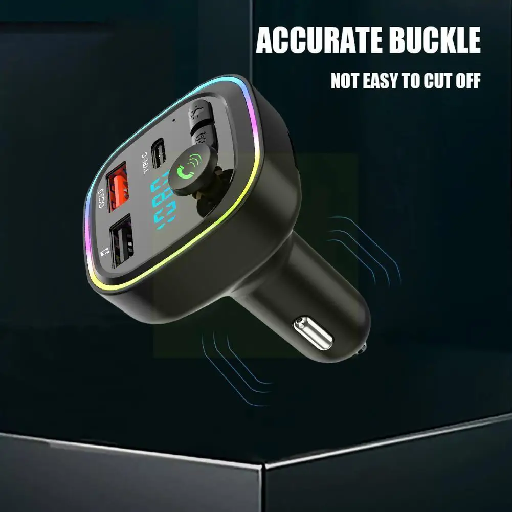 

Car 5.0 Fm Transmitter Wireless Handsfree Audio Receiver Fast Bluetooth-compatible Accessories Auto Mp3 Car Charger Player K6y4