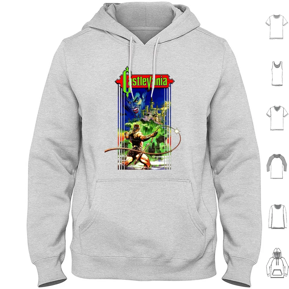 Castlevania-Classic Nes Box Art Hoodies Long Sleeve Castlevania Simons Quest Draculas Curse Super Bloodlines Rondo Of