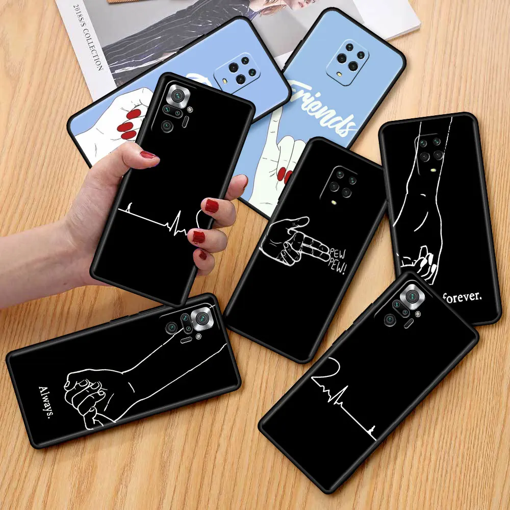 

Case For Xiaomi Redmi Note 9S 9 8 10 11 Pro K40 9C 9A 8T 7 9T 7A Black Phone Funda Cover Girls Bff Best Friends Forever Always