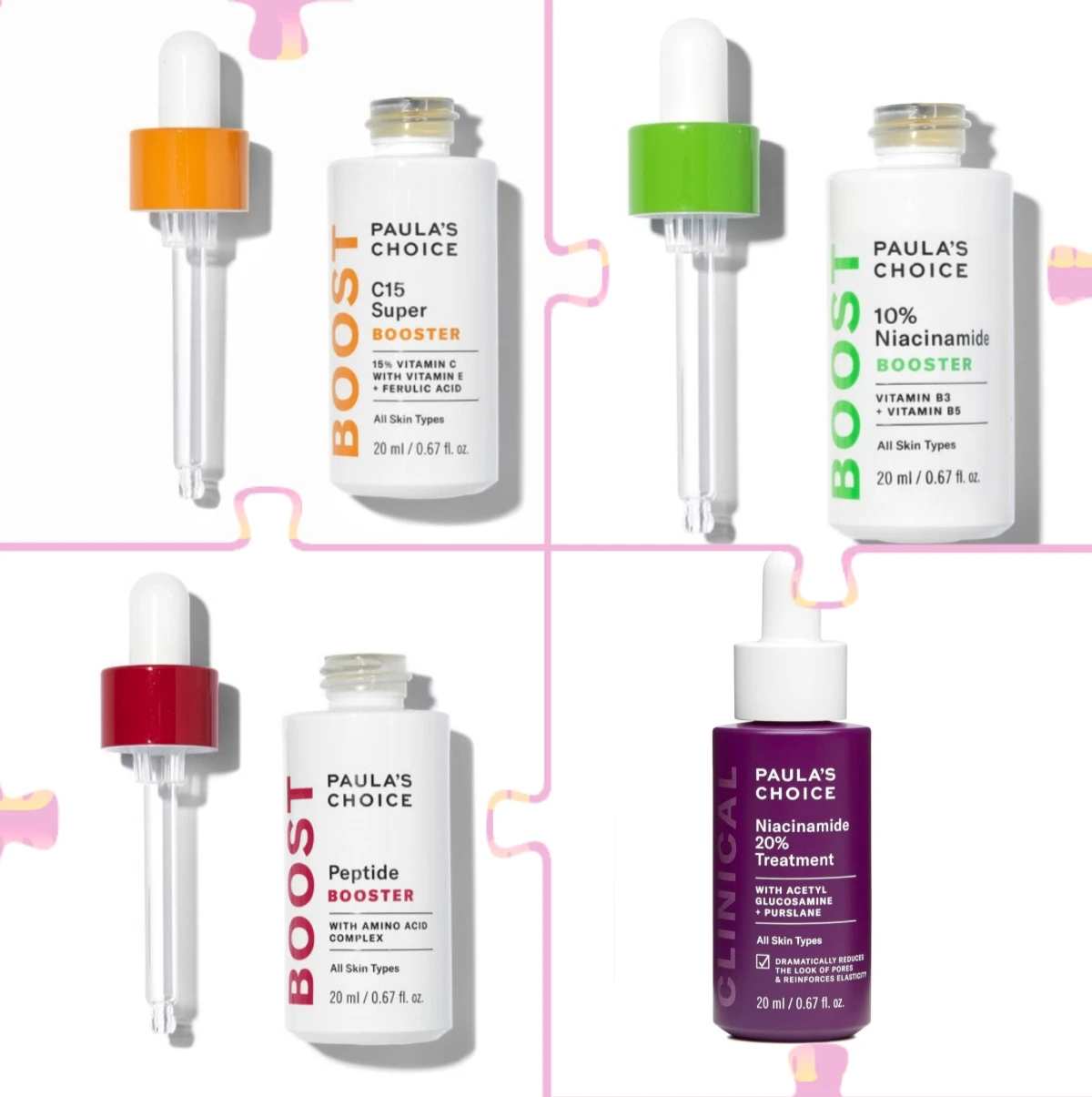

4 шт., пептид Paula'S Choice/C15/Niacinamide, усилитель лица, сыворотка, Осветляющий, антивозрастной, укрепляющий, улучшающий тонус кожи, 20 мл