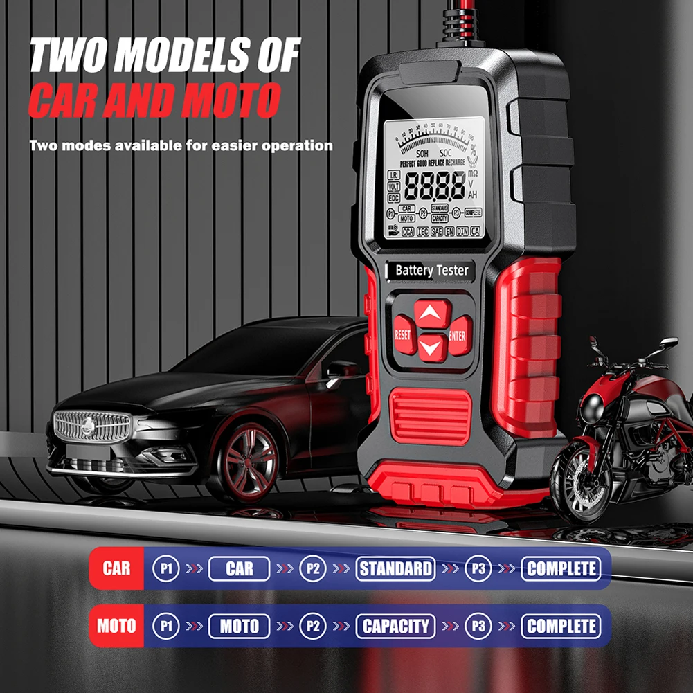 Тестер автомобильного аккумулятора с ЖК-дисплеем умный тестер SOH SOC CCA