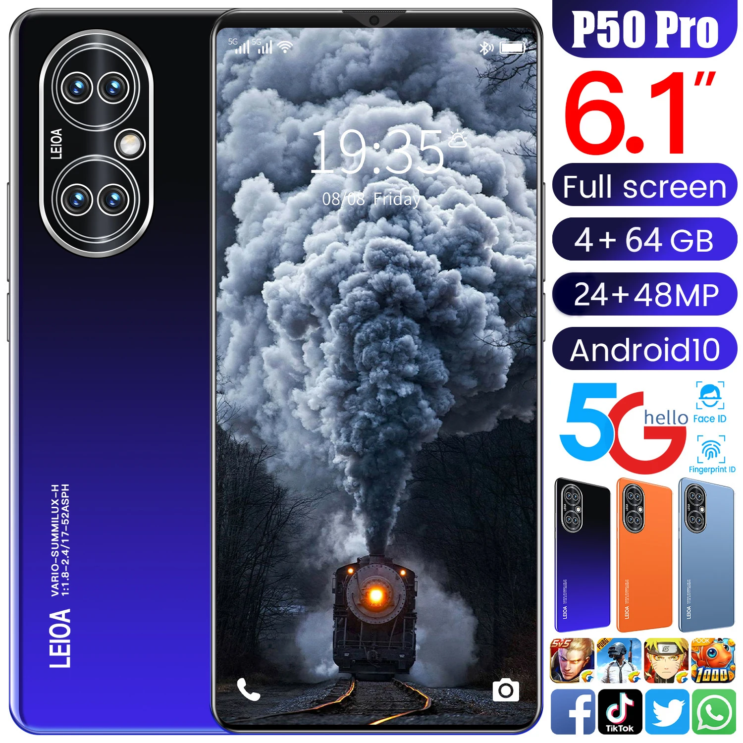 

2022Global Version P50 Pro 6.1 Inch Smartphone Full Screen 5000mAh 10 Core 24+48MP 4GB+64GB Dual SIM Cellphones Celular 5G Phone