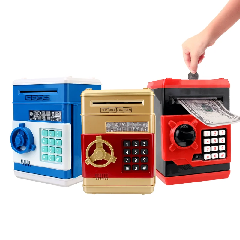 

ATM Password Money Boxes Auto Scroll Paper Banknote Automatic Deposit Cash Coins Saving Box Gift for Kids Electronic Piggy Bank