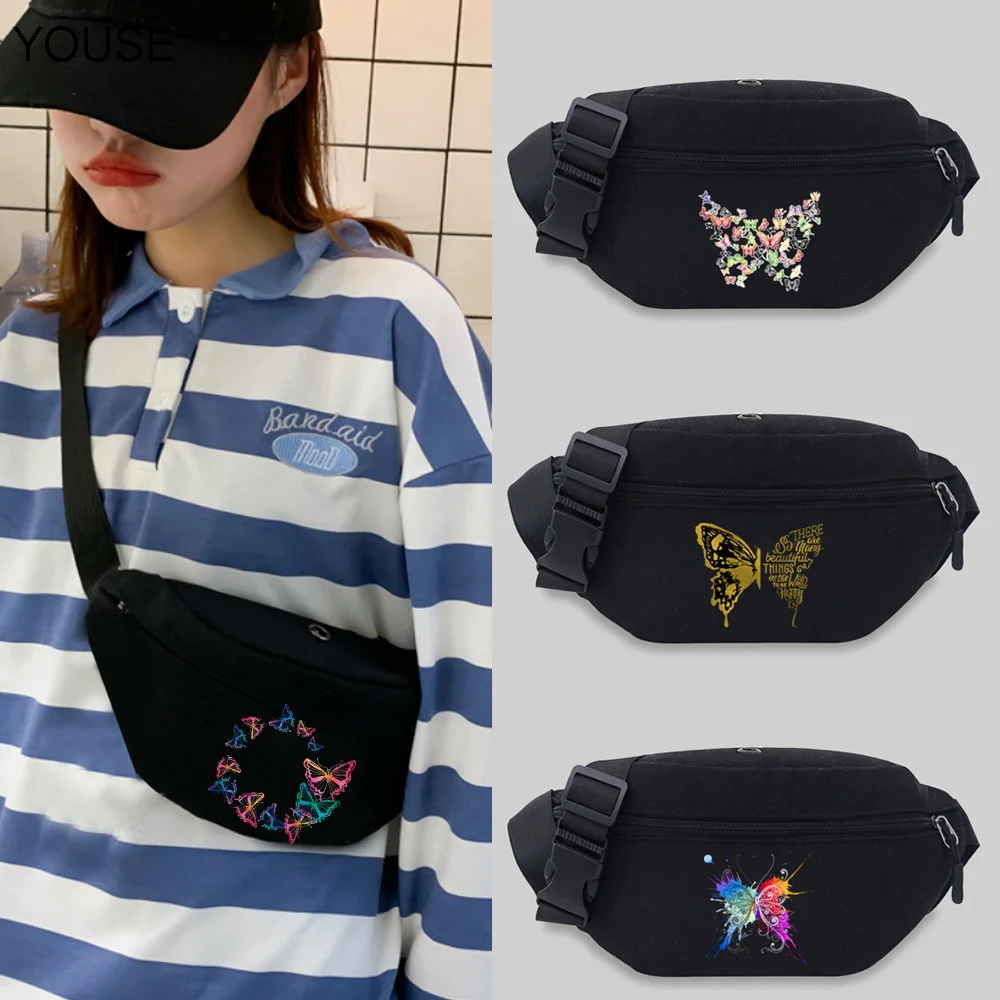 

Unisex Casual Butterfly Series Waist Bag Chest Bag Messenger Bag Sports Backpack Trend Waist Bag Student Popular Shoulder Bag