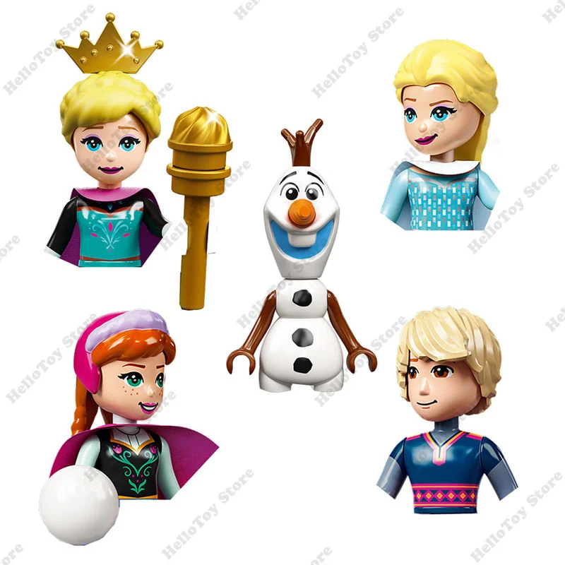 Disney Frozen Movies Princess Elsa Anna Action Figures Mini Dolls Building Blocks Bricks Classic Anime Cartoon Kids Toys Gifts
