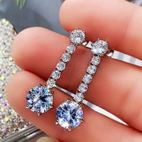 new luxury womens earrings with brilliant cubic zirconia simple elegant female accessories for wedding engagement jewelry