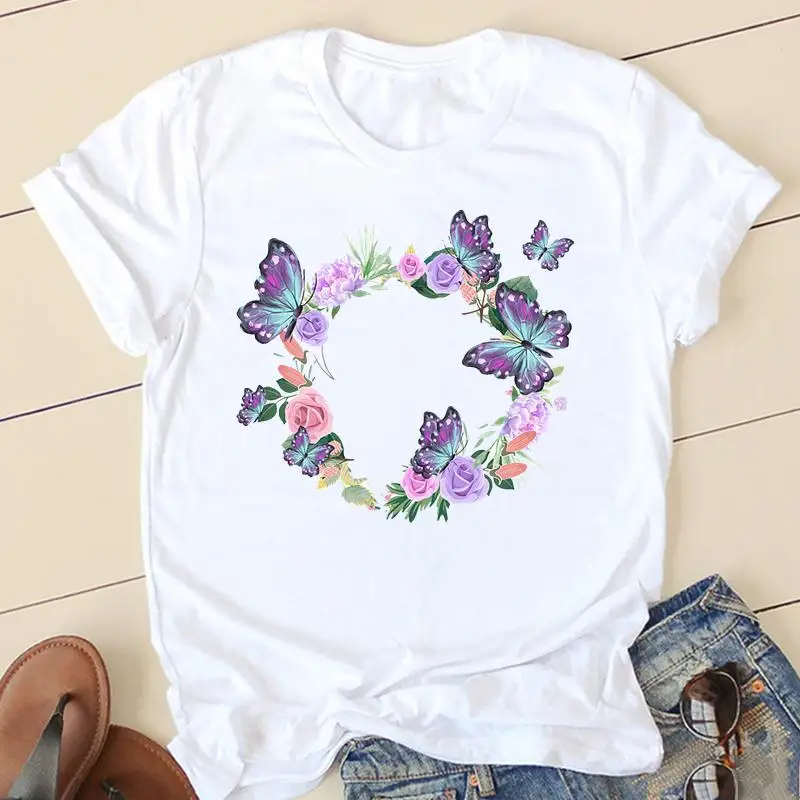 

Clothes T Women Short Sleeve Casual Fashion Tshirt Summer Flower Spring Top Female T - Shirts N2350