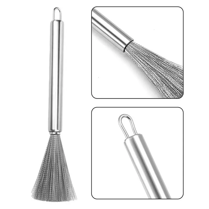 

Pot Scrub Brush Portable Stainless Steel Kitchen Rust Pot Cleaning Brush Super Strong Decontamination Hangable Pan Bowl Brush