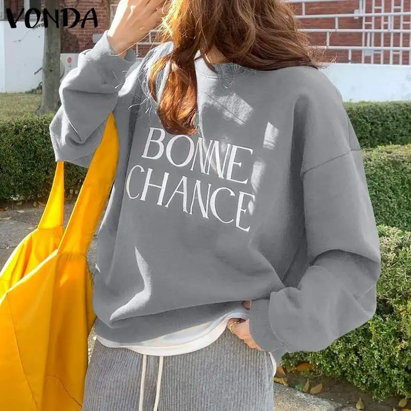 

Женские свитшоты с надписью VONDA 2022, женские осенние мешковатые свитшоты, джемперы, повседневные свитшоты с длинным рукавом и принтом