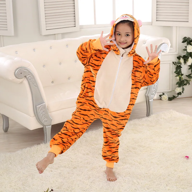 

One-piece pajamas children's cartoon anime one-piece clothes girls boys animal camouflage pajamas hooded thickened home clothes