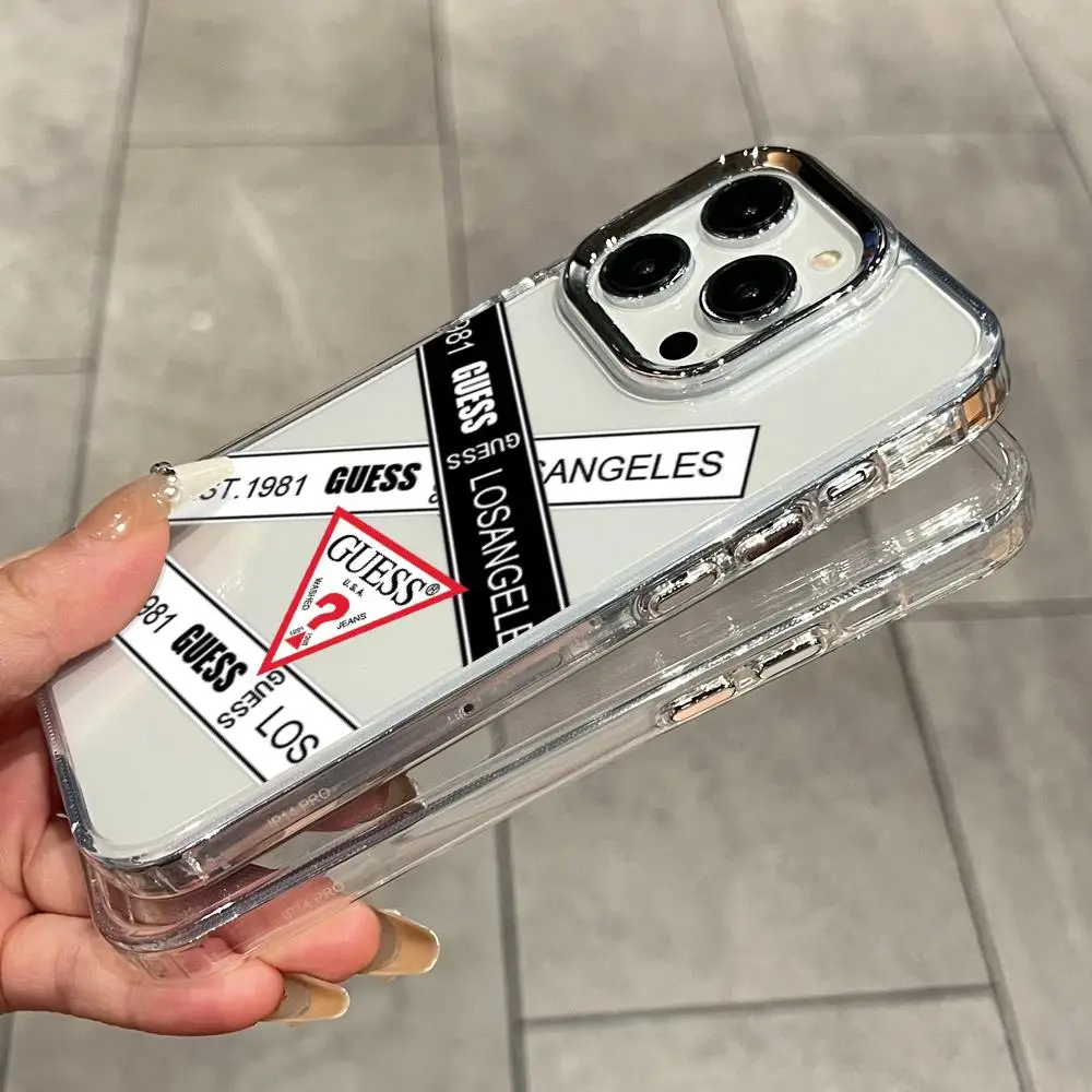 Фото Модный чехол для iPhone 17 Air 16 15 14 Plus 13 12 Pro Max 16e, противоударный, с прозрачной задней панелью, дизайн G-GuesS №5