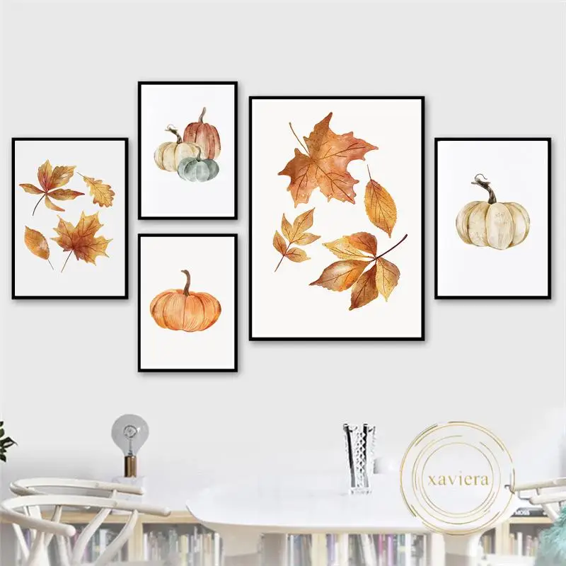 Хэллоуин Осенняя Тыква мультфильм плакат скандинавский детской стены Искусство
