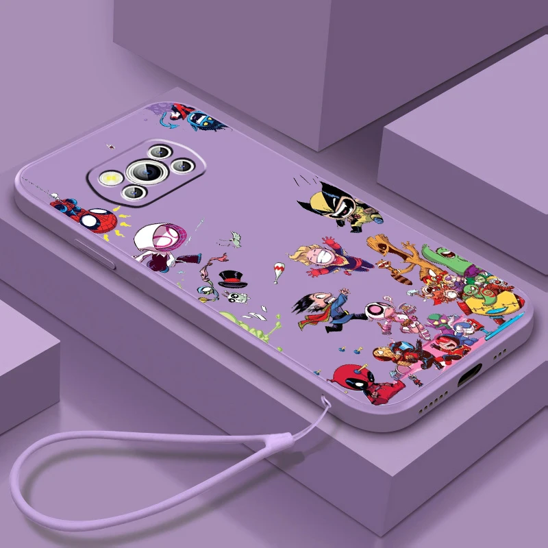

Liquid Rope Funda Marvel Avengers Hero Cartoon Phone Case For Xiaomi Mi Poco X4 X3 C40 C3 M4 M3 F4 F3 GT Pro NFC 5G Soft Cover