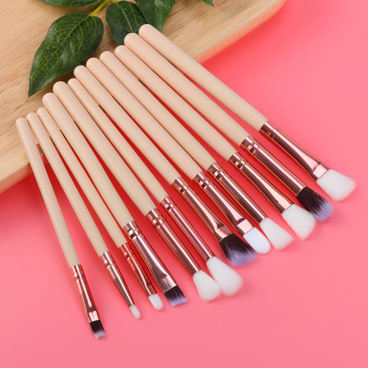 

12Pcs Professional Eye Makeup Brush Set Powder Foundation Eyeshadow Eyeliner Lip Brushes (Skin Color)
