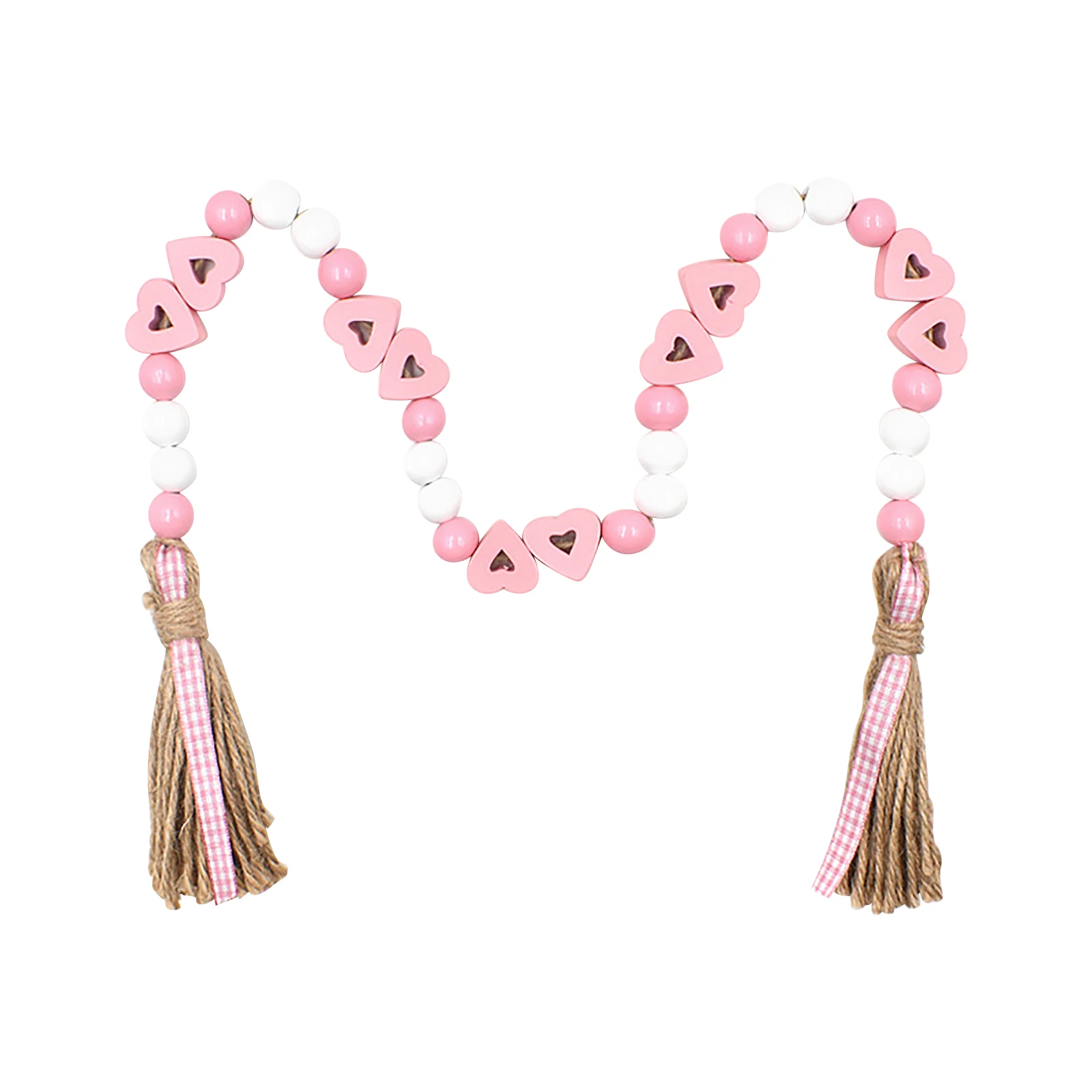 

Подвесная гирлянда из бисера на День святого Валентина, деревянные бусины и кисточки с надписью Love, подвесные светильники для свадебного де...