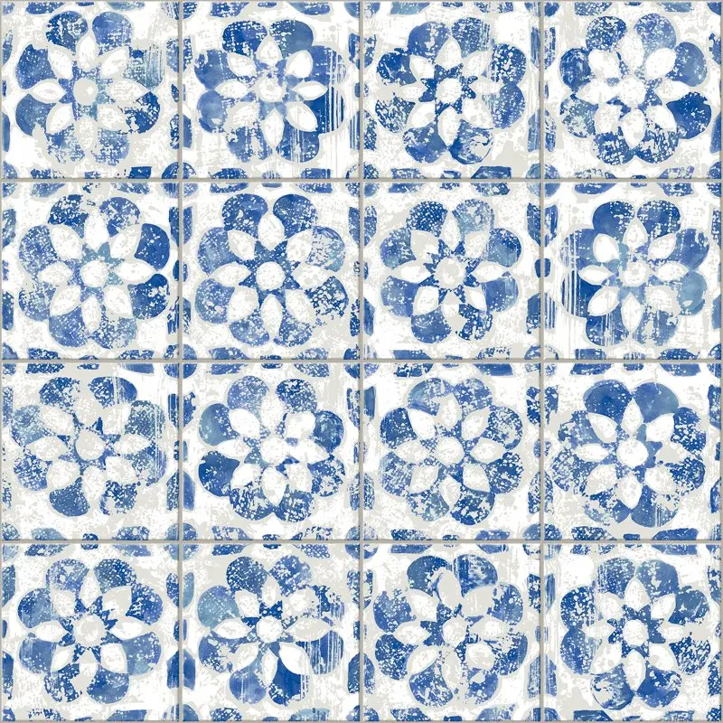 

Izeda Blue Floral Tile Wallpaper