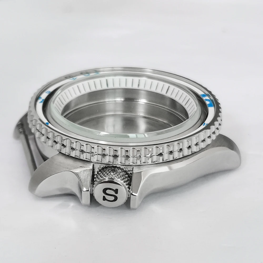 41.5mm Watch Case Fine Stainless Steel Case White Inner Ring + Ring Mouth Replaces SKX007 S Handle Fit NH35 NH36 4R 4R Movement