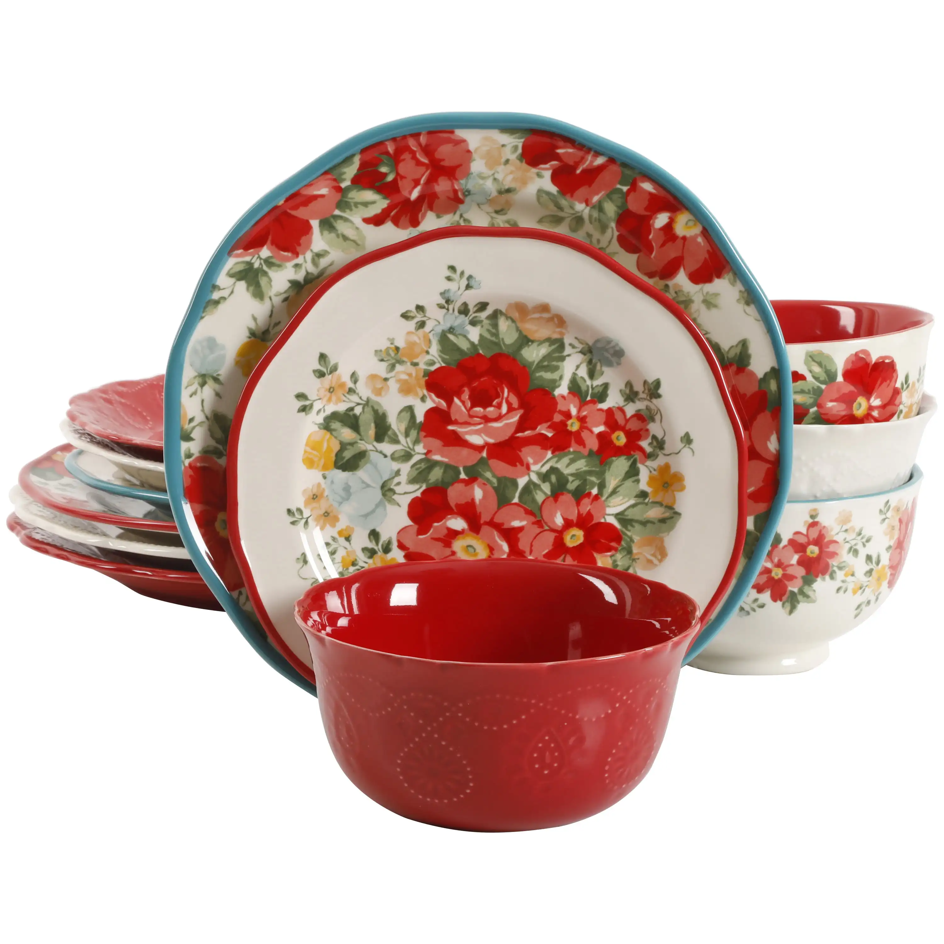

The Pioneer Woman Assorted Dinnerware Set, 12-Piece Setcomplete tableware set
