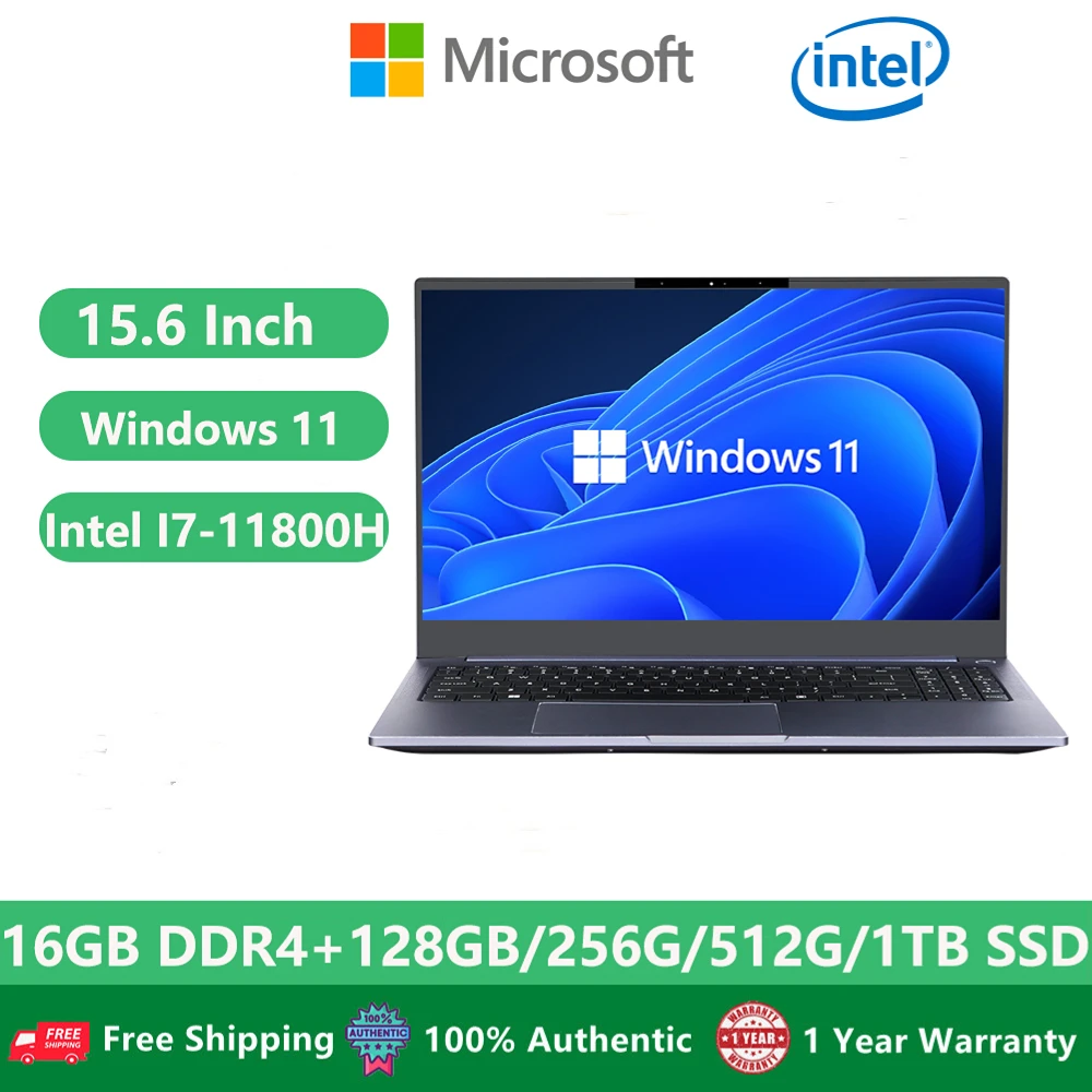 2023 Gaming I7 Windows 11 Laptops Office Business Notebooks Metal Netbook 11th Intel Core I7-11800H 64GB RAM 2TB SSD M.2 WiFi