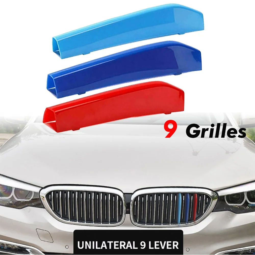

3pcs For BMW 5 Series G30 G38 530i 540i 520d 2018-2020 Car Front Grille Inserts Trims Strips M Color Buckle Grill Covers Clip