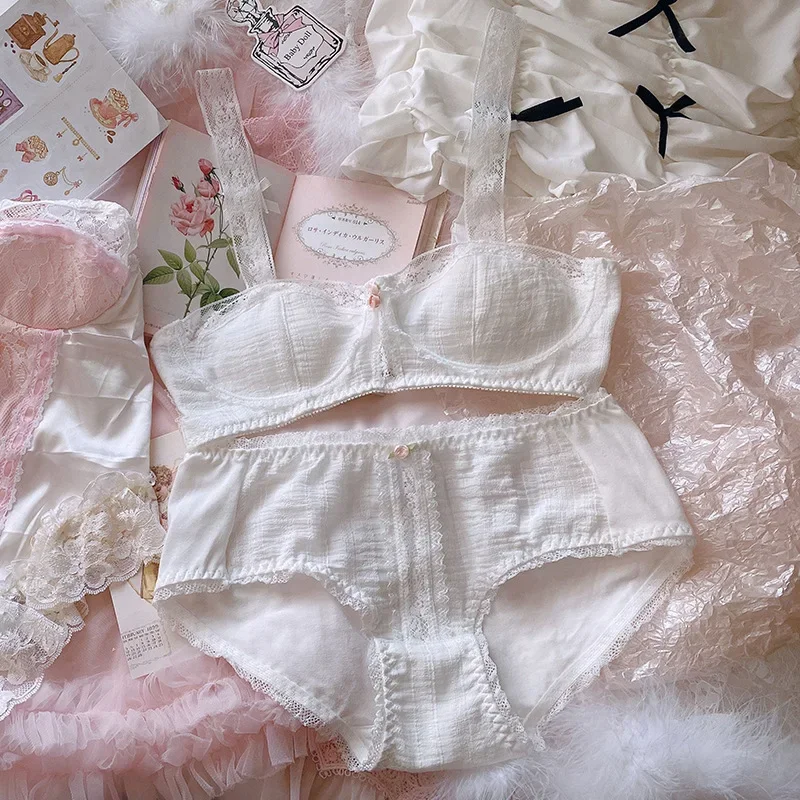 Нижнее белье женское во французском стиле тонкий белый Хлопковый кружевной