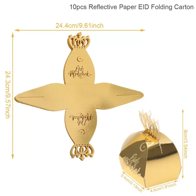 

Mubarak Gift Bag With Handle Party Paper Gift Candy Box Ramadan Kareem Decoration Islamic Muslim Party Supplies Eid Al-fitr