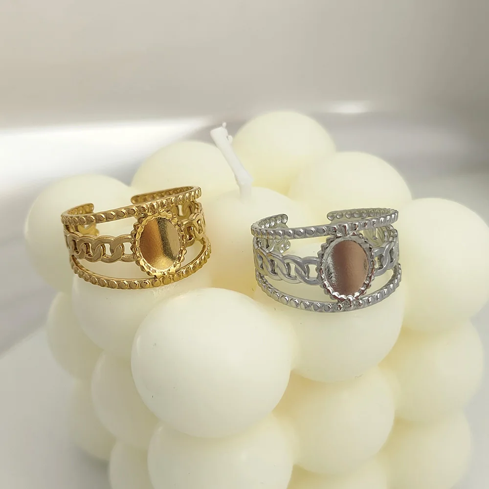 

Silver Color Vintage Layered Women's Open Rings Adjustable Large Chains Irregular Finger Rings For Women Men Party Jewelry Gift