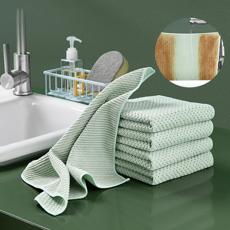 

5PCS/Set Kitchen Non-Absorbent Cleaning Cloth Housework Table Dish Cloth Cleaning Rags Kichen Accessories