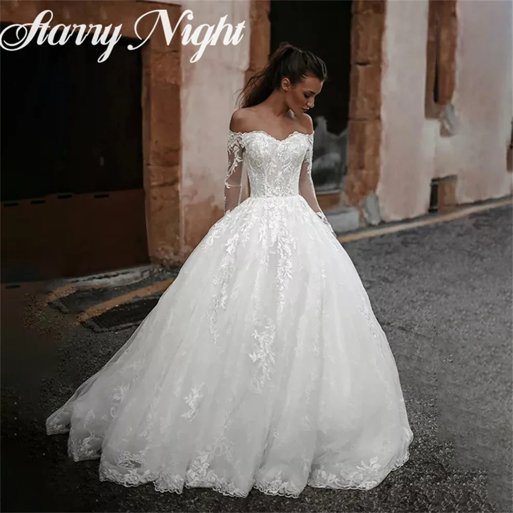 

Romantic A Line Sweetheart Wedding Dress For Women 2022 Off The Shoulder Princess Wedding Gown Appliques Backless Dress vestidos