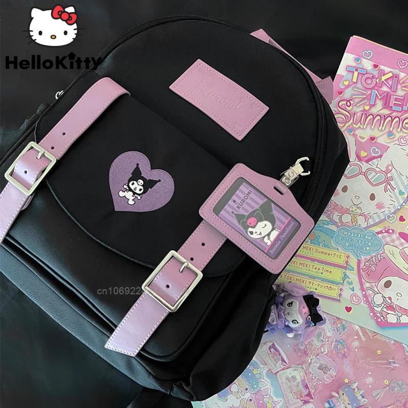 

Kuromi Backpack For Women New Anime Fashion Trend Large Capacity Canvas Shoulder Bag Y2K Girl Korean Style School Students Bags
