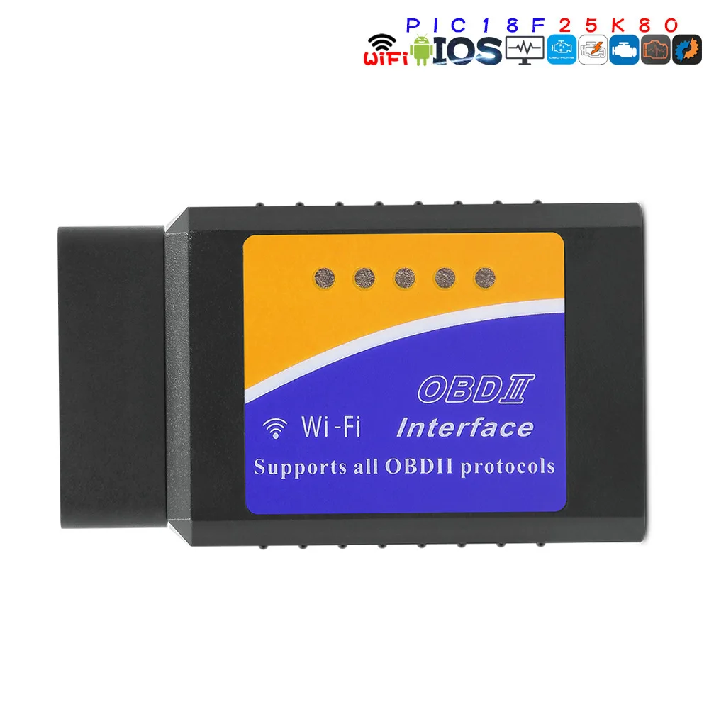 Сканер PIC18F25K80 ELM327 WIFI V1.5 OBD2 для iOS считыватель кодов автомобилей Elm-327 Wi-Fi V 1 5 ELM 327 OBD 2