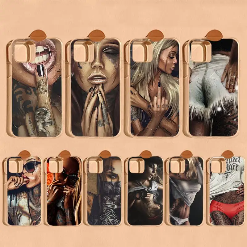 

Sleeve Tattoo Sexy Girl Phone Case For iPhone 14 11 12 13 Mini Pro XS Max Cover 6 7 8 Plus X XR SE 2020 Funda Shell