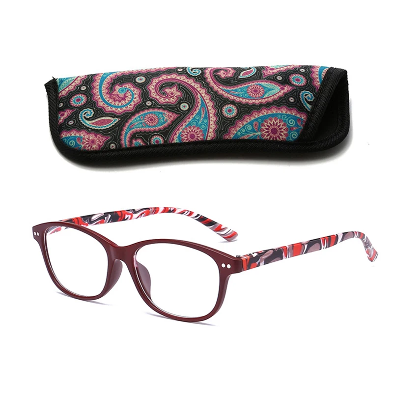 

Fashion Vintage Reading Glasses Men Women Spring Hinge Hyperopia Presbyopic Diopter Eyeglasses Printed With Pouch +1.0 ~ + 4.0