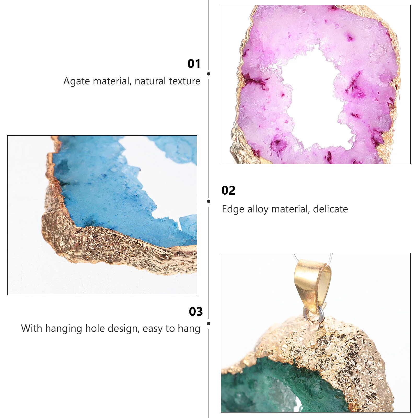5 Pcs Agate Geode Pendant Creative Pendants Jewelry Making Charm Necklace Natural Stone Decoration Shape Charms