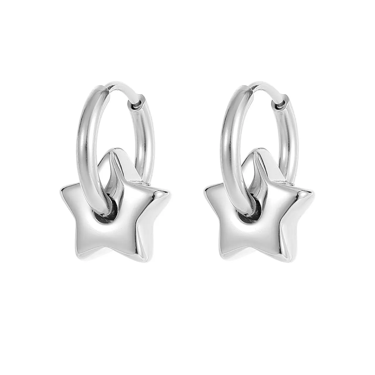 

Fashoin Stars Earrings Silver Gold Color Stainless Steel Fashion Accessories for Women Men