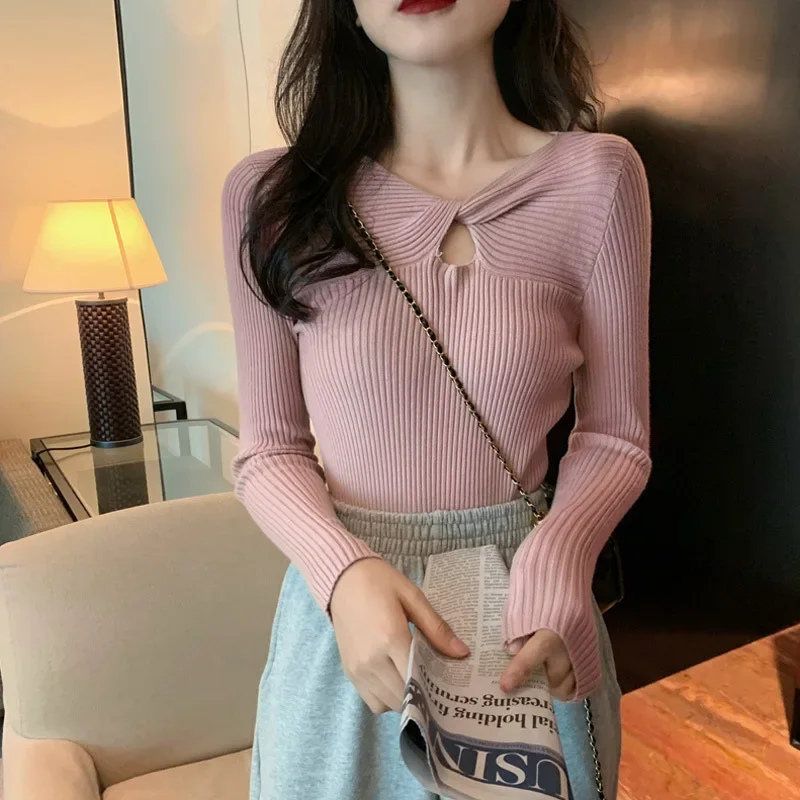 Утягивающий вязаный топ женский внутренний базовый слой с длинными рукавами