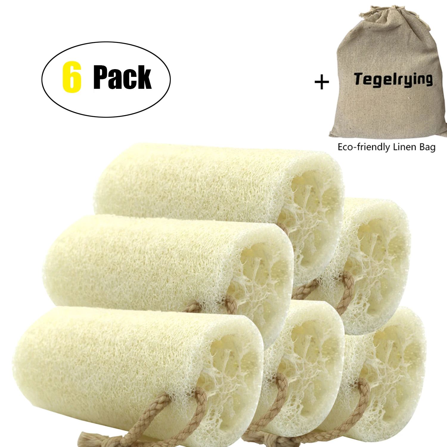 Loofah Sponge Exfoliating,6 Packs Natural Large Back Scrubber for Men Women Bath Shower Body Skin Cleansing Luffa 5 inches