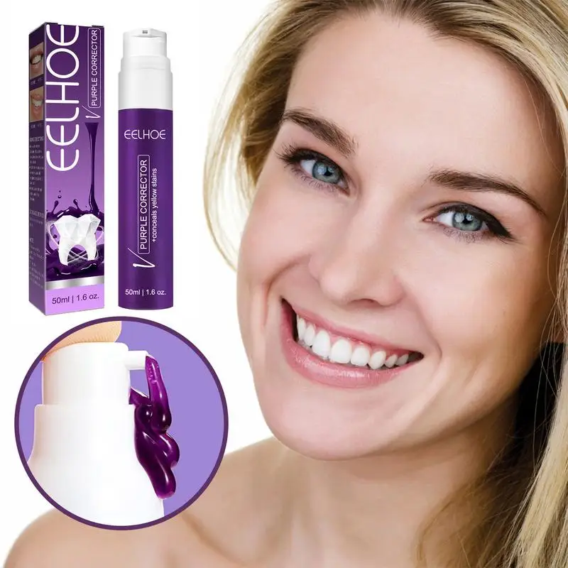 

V34 Whitening Toothpaste 50ml Purple Color Corrector Tooth Mousse Intensive Yellow Stain Removal Dental Oral Care Teeth Paste