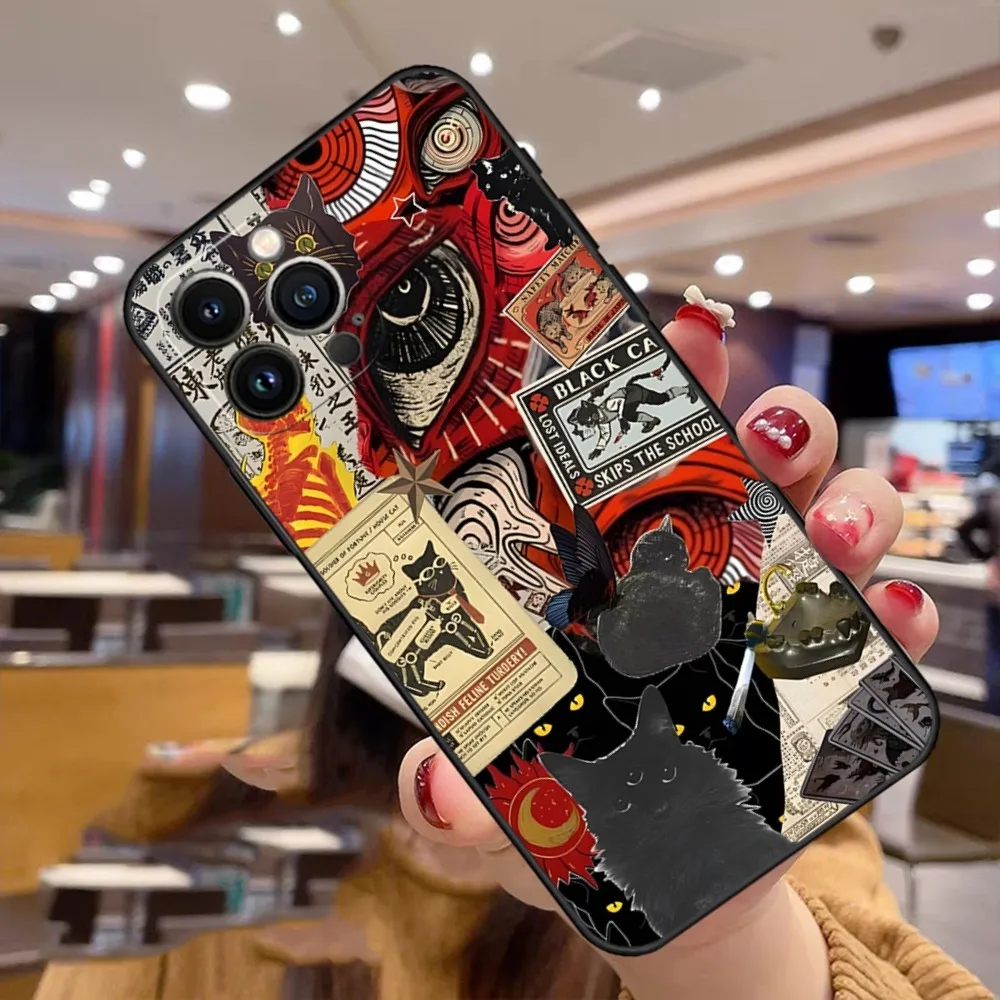 Чехол для телефона с абстрактным изображением кота Iphone 11 15 Pro Max 12 Mini 13 14 X Xr Xs 6 6s 8 7