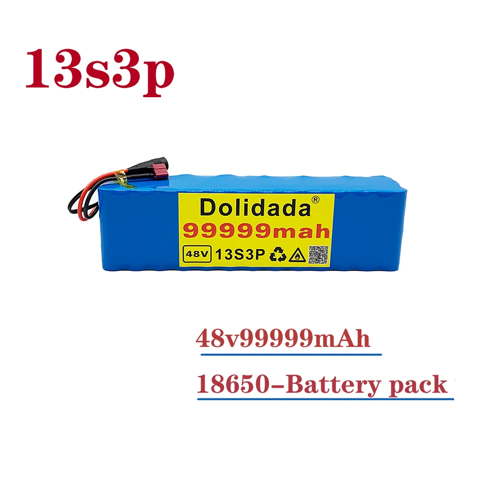 

022 NEW 48V 99.999Ah 1000w 13S3P 48V 18650 Lithium ion Battery Pack For 54.6v E-bike Electric bicycle Scooter with BMS