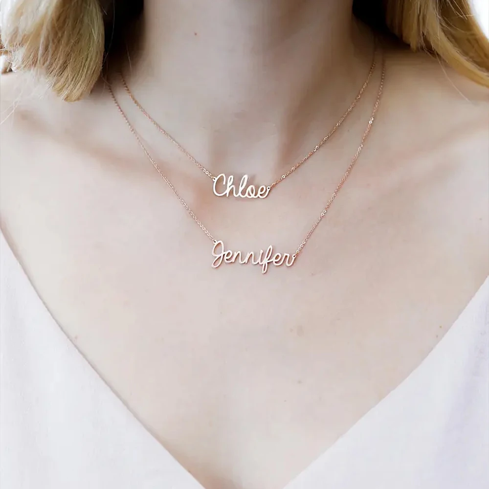 New Personalized Double Name Necklace Women Custom Stainless Steel Jewelry Chain Choker Valentine's Day Gift Collares Para Mujer