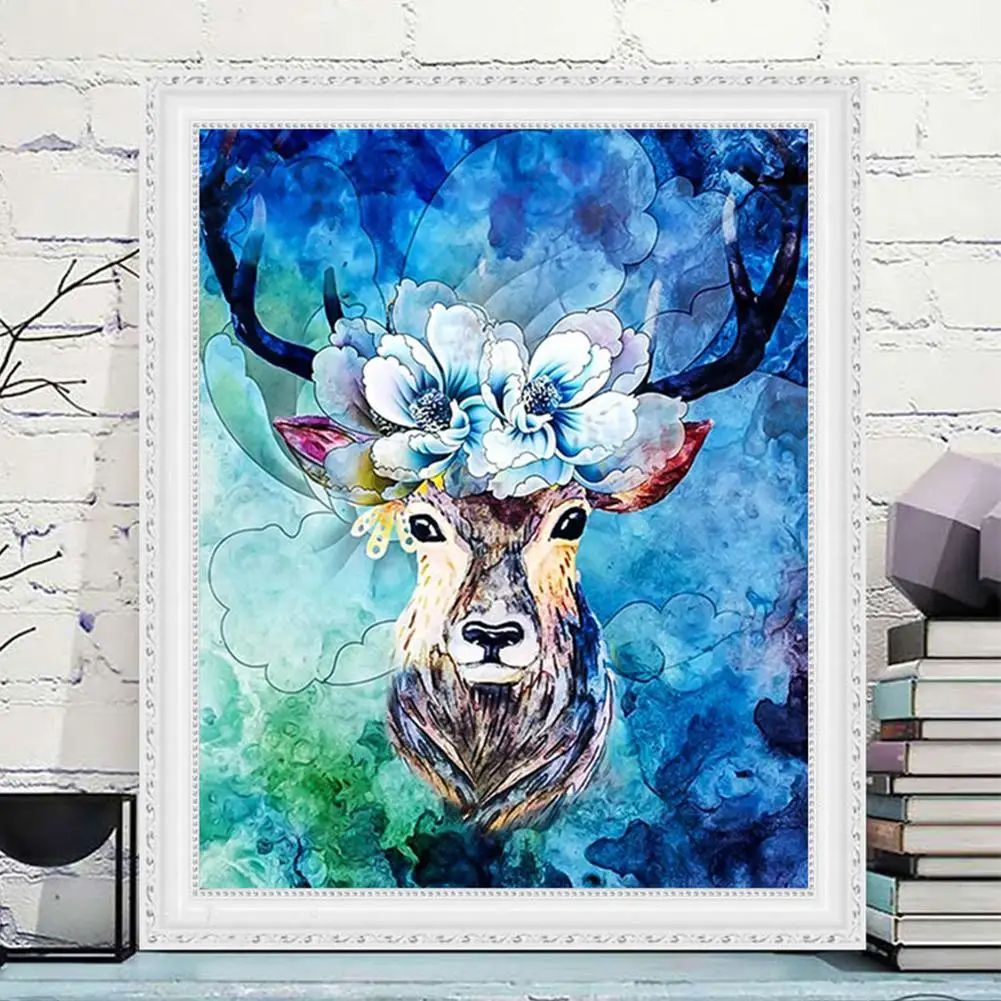 

NEW Diy 5d Diamond Painting Elk Flower Cross Stitch Kit Embroidery Mosaic Art Picture For Living Room Decoration