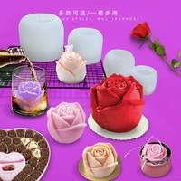3d rose flower silicone resin mold diy candle aromatherapy soap ice cubes chocolate crafts making for valentine day