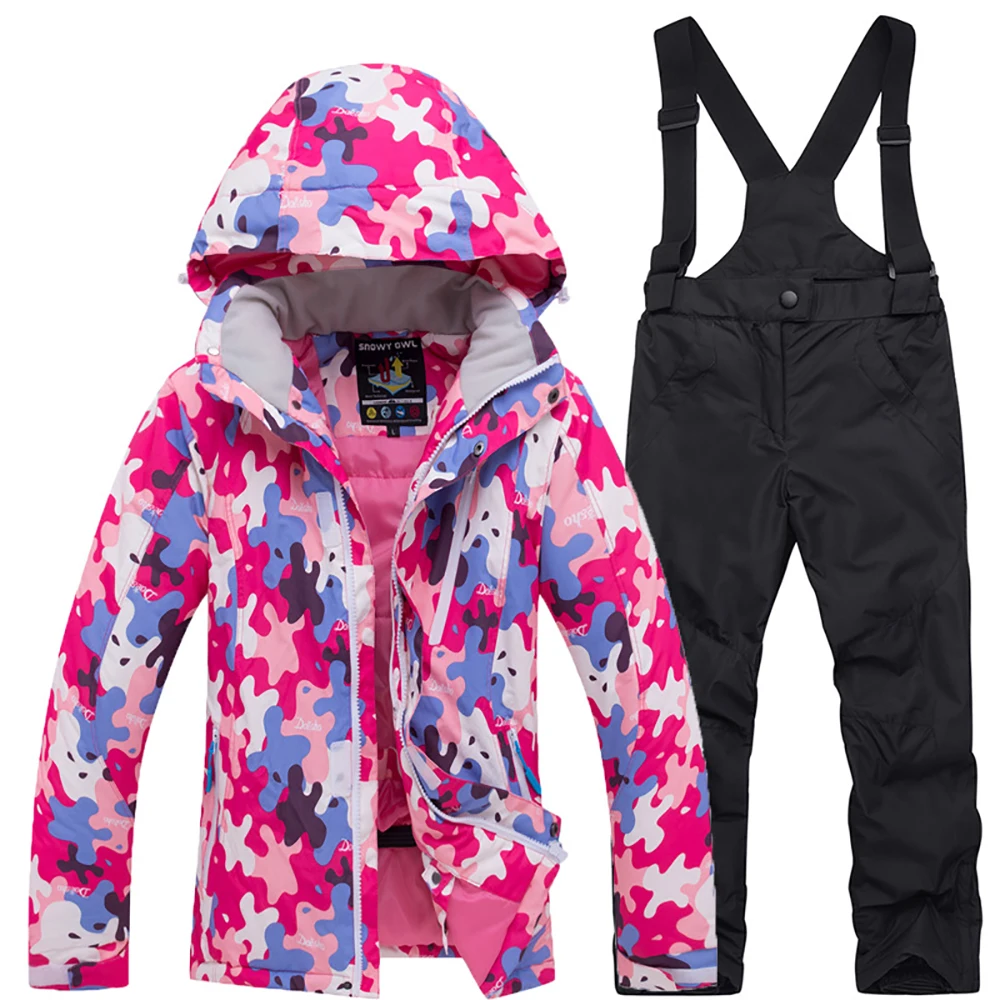 Children Snow Suit Wear Outdoor Waterproof Windproof Warm Costumes Winter Snowboarding Ski Jacket Bibs Pant for Boy's and Girl's