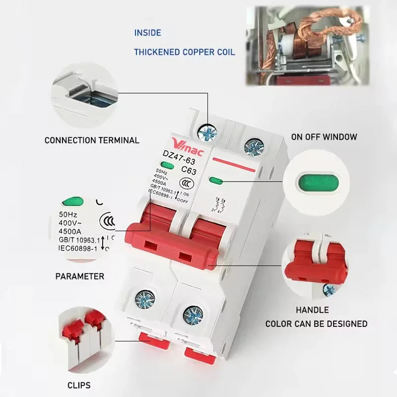 Сверхнизкая цена DZ47-63 4.5KA 6A 10A 16A 20A 25A 32A 40A 50A 63A мини-выключатели MCB 1P/2P/3P/4P