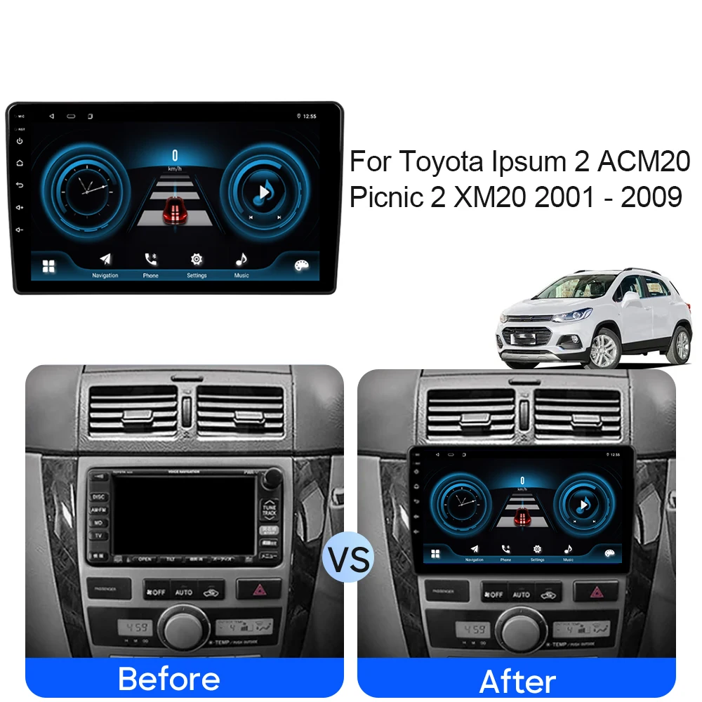 Автомобильный Android авто для Toyota Ipsum 2 ACM20 пикник XM20 2001 - 2009 Carplay Радио мультимедийный
