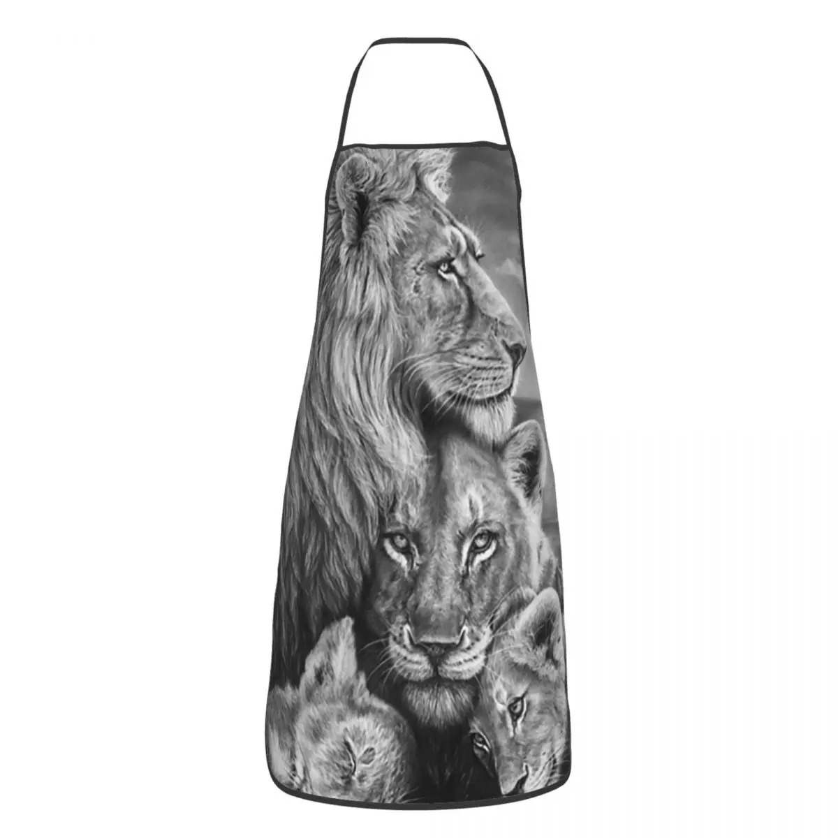 

Lion Family Apron Cuisine Cooking Baking Household Cleaning Gardening Animal Cartoon Bibs Cafe Printed Tablier Adult